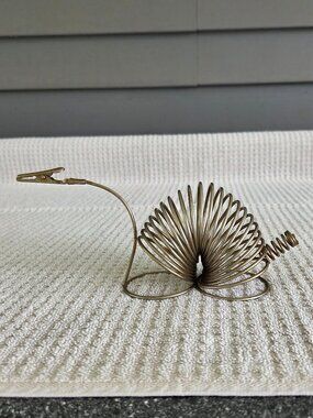 Vintage Brass Tone Metal Coiled Letter Holder Mail Organizer Desk Caddy 8"